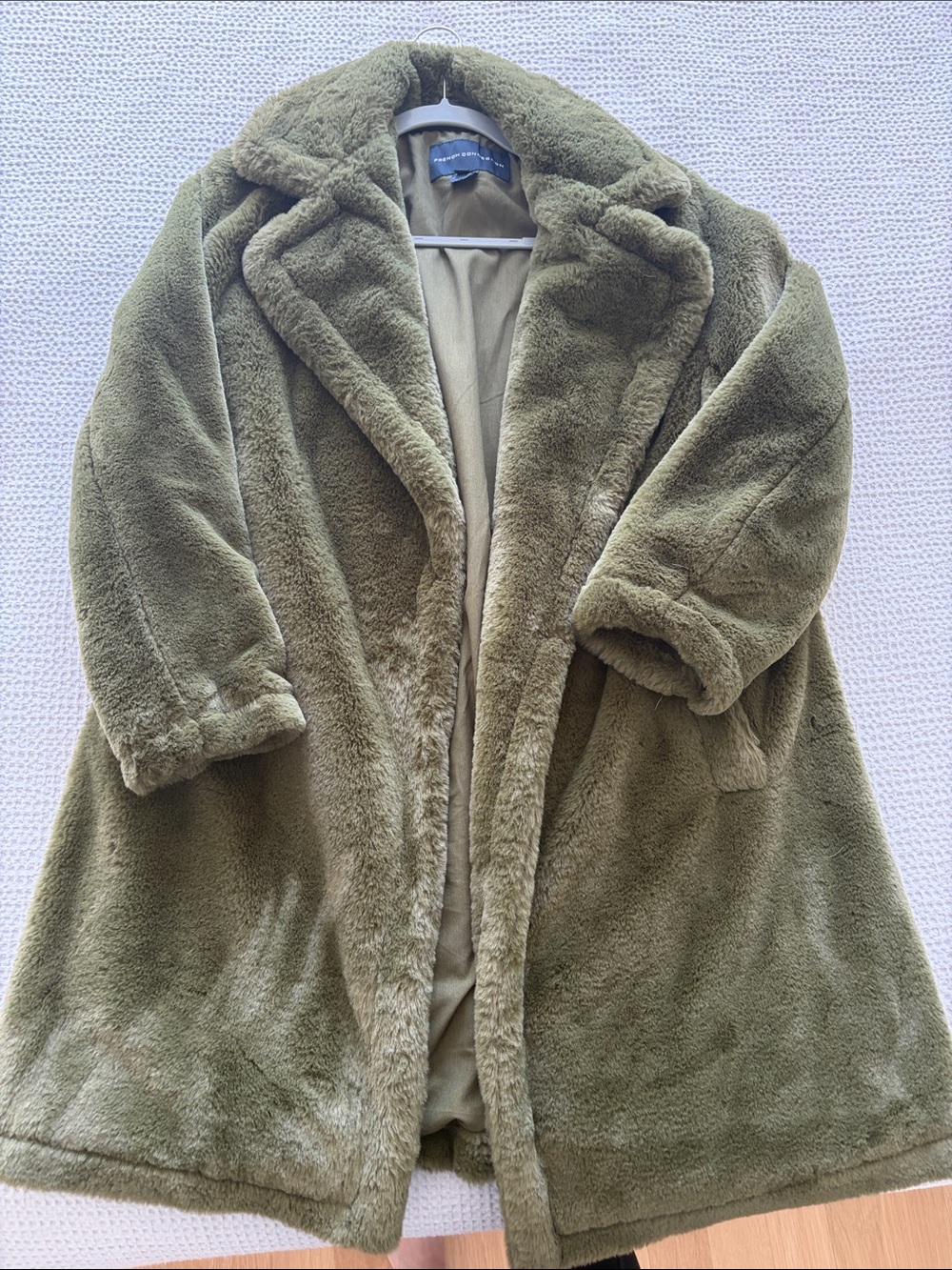 French Connection Olive Green Plush Teddy Coat